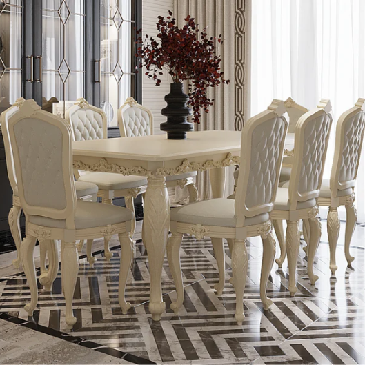 Luxury Solid Wood Dining Tables and Chairs Set
