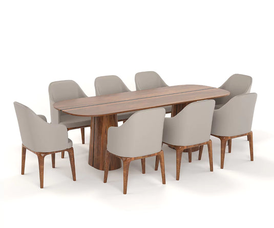Brevona Solid Wood Modern Large Dining Table Set for 8