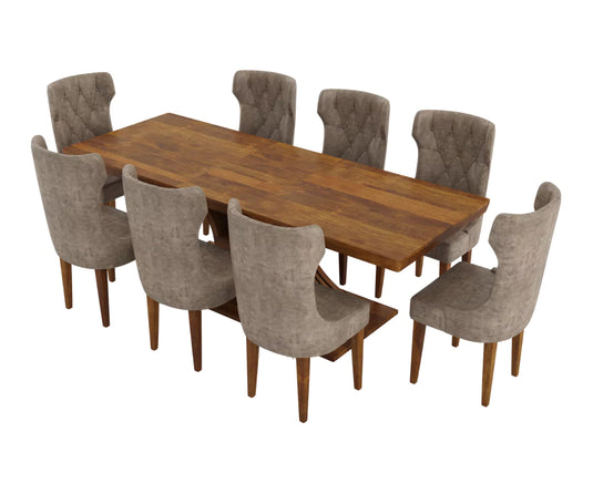Caelistra Extendable 6-8 Seater Dining Table and Chairs Set.