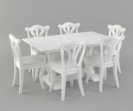Callenbridge Solid Wood White 6-8 Seater Extendable Dining Table Set