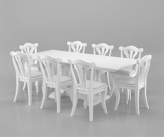 Callenbridge Solid Wood White 6-8 Seater Extendable Dining Table Set
