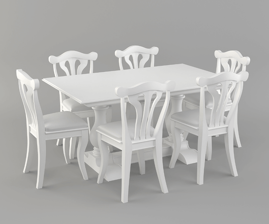 Callenbridge Solid Wood White 6-8 Seater Extendable Dining Table Set