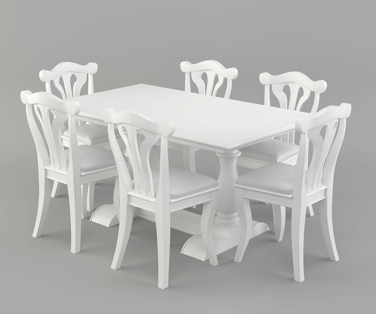 Callenbridge Solid Wood White 6-8 Seater Extendable Dining Table Set