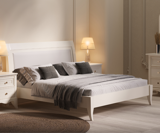 Celestial Solid Wood White Bed.