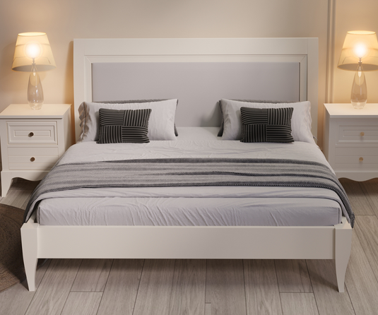 Celestial Solid Wood White Bed.