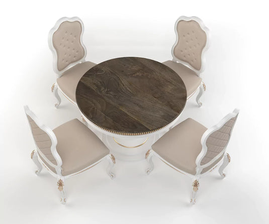 Celestiva Luxury Solid Wood Round Dining Set, Top View.