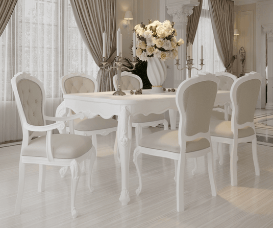 Countryside Solid Wood Luxury White Dining Set