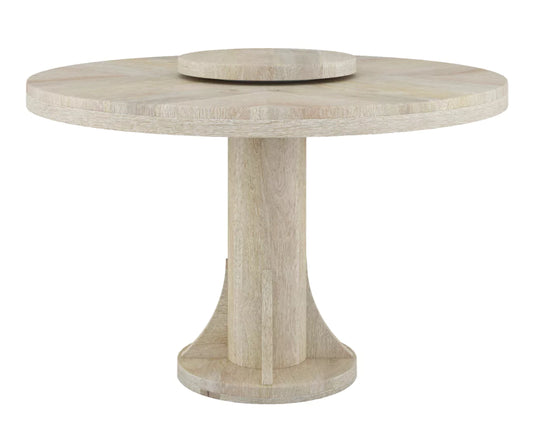Fexoria 6 Seater Round Dining Table, Front View.Fexoria 6 Seater Round Dining Table with Lazy Susan, Prime White.