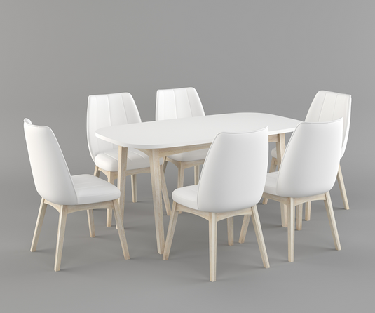 Frostvale Rectangle Solid Wood 6-8 Seater Extendable Dining Set