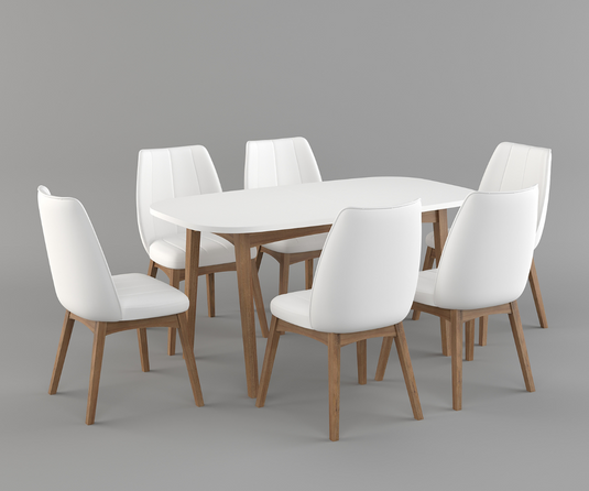 Frostvale Rectangle Solid Wood 6-8 Seater Extendable Dining Set