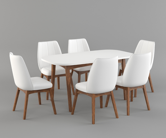 Frostvale Rectangle Solid Wood 6-8 Seater Extendable Dining Set