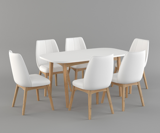 Frostvale Rectangle Solid Wood 6-8 Seater Extendable Dining Set