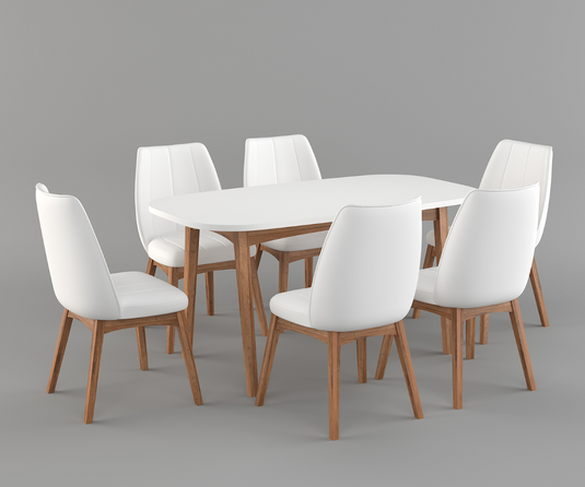 Frostvale Rectangle Solid Wood 6-8 Seater Extendable Dining Set