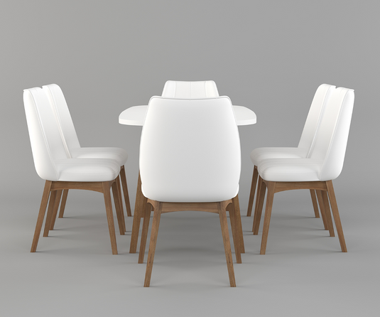 Frostvale Rectangle Solid Wood 6-8 Seater Extendable Dining Set