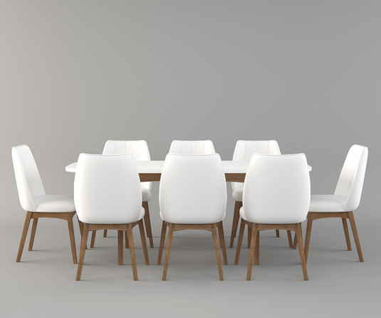 Frostvale Rectangle Solid Wood 6-8 Seater Extendable Dining Set