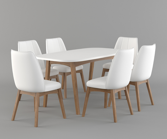 Frostvale Rectangle Solid Wood 6-8 Seater Extendable Dining Set