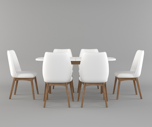 Frostvale Rectangle Solid Wood 6-8 Seater Extendable Dining Set
