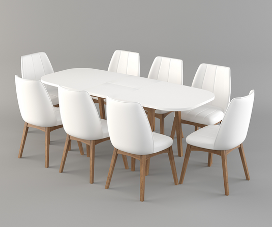 Frostvale Rectangle Solid Wood 6-8 Seater Extendable Dining Set