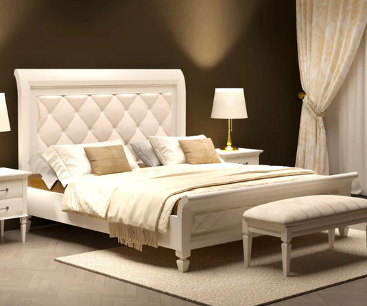 Glossy Ivory Luxury Bed.