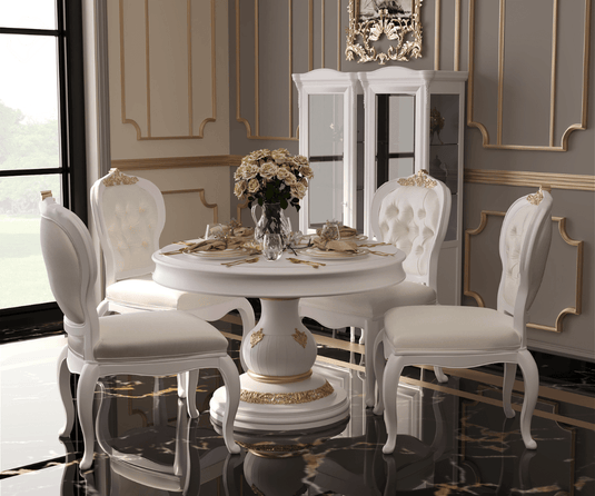Nyxor Round Table and Dining Chairs Set, Realistic View.