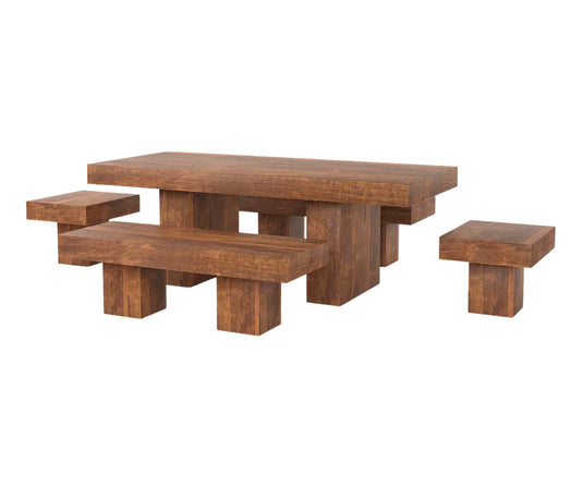 Oravelle Solid Wood Large 8 Seater Dining Table with Bench Set