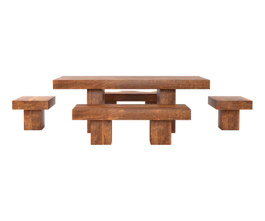Oravelle Solid Wood Large 8 Seater Dining Table with Bench Set