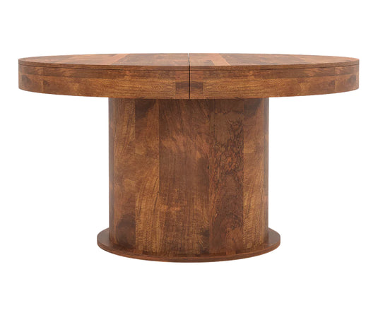 Qindora Solid Wood 6-8 Seater Round Extendable Dining Table Set