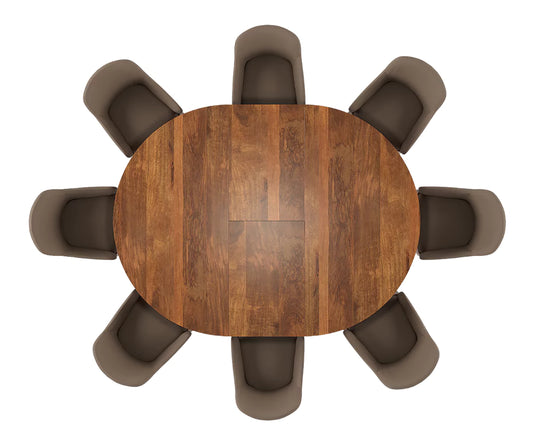 Qindora Solid Wood 6-8 Seater Round Extendable Dining Table Set