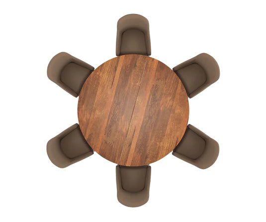 Qindora Solid Wood 6-8 Seater Round Extendable Dining Table Set