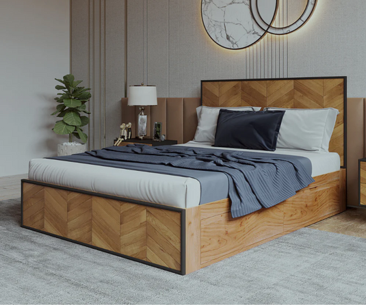Serene Solid Wood 4 Drawers Storage Bed.