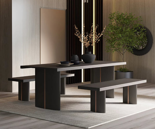 Tarkon Solid Wood Large Contemporary 8 Seater Dining Table with Bench Set
