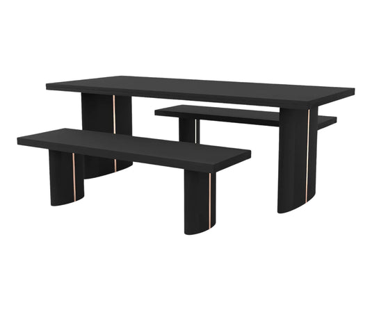 Tarkon Solid Wood Large Contemporary 8 Seater Dining Table with Bench Set