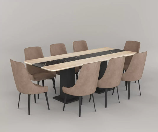 Velorise Solid Wood Large Contemporary 8 Seater Dining Table Set.