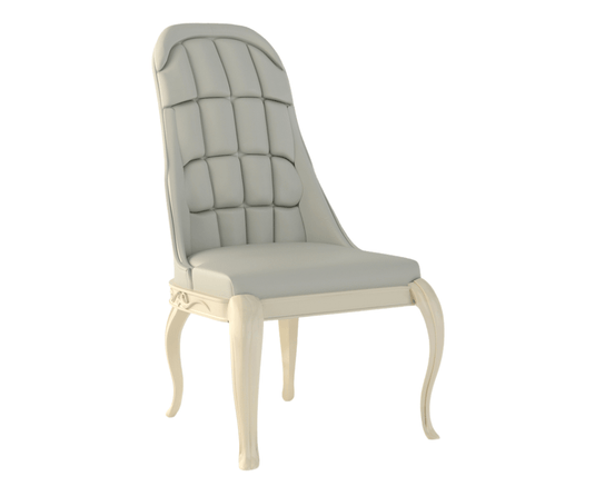 Vexal Solid Wood Luxury High Back Upholstered Dining Chair, Isometric Angle