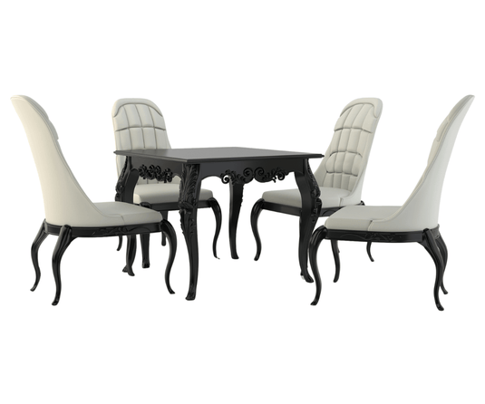 Vexal Solid Wood Luxury Dining Set, Black.