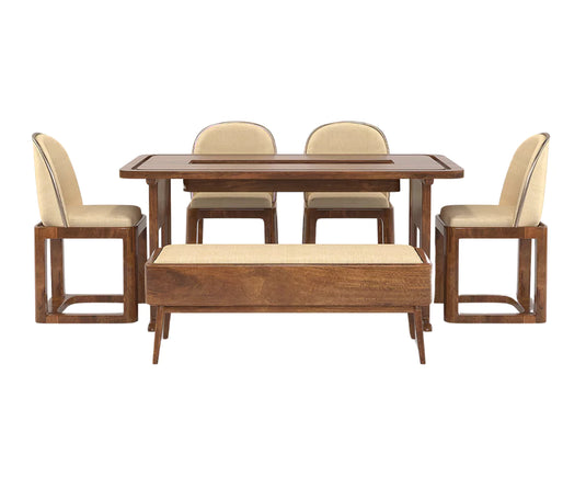 Vornax Dining Table with 4 Chairs and Bench.