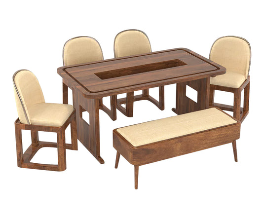 Vornax Dining Table with 4 Chairs and Bench.