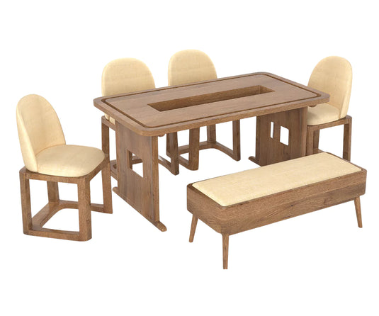 Vornax Dining Table with 4 Chairs and Bench.