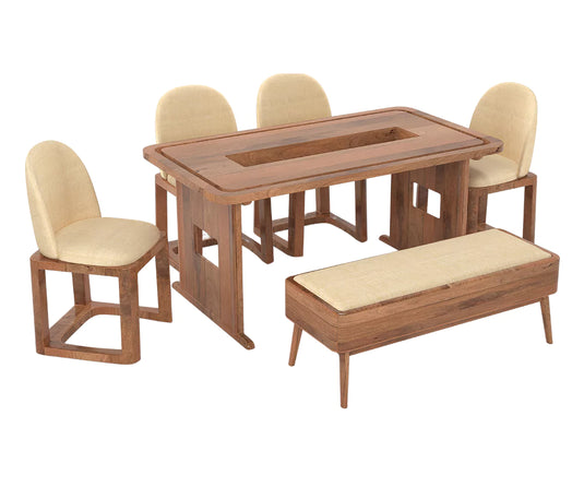 Vornax Dining Table with 4 Chairs and Bench.