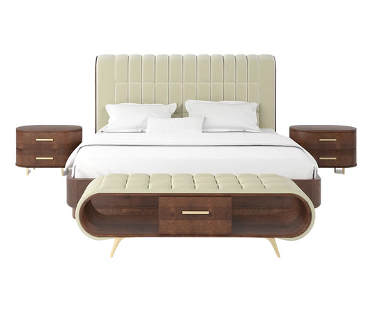 Windsor Whispers Luxury 4 Piece Bedroom Furniture Set - Front Angle in White Background