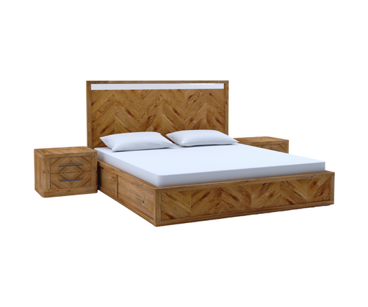 Riva Rustic Wooden Bedroom Furniture Set - Isometric Angle