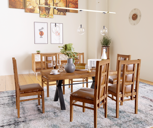 Urban Elegance Solid Wood Dining Table Set