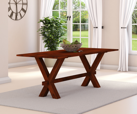 Charming X Leg Solid Wood Dining Table