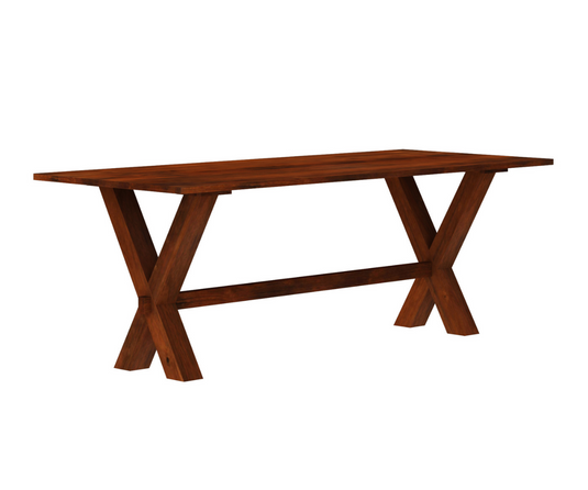 Charming X Leg Solid Wood Dining Table