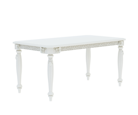 Carved White Dining Room Table | 6 Seater Dining Table