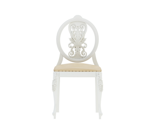 Carved White Dining Chair | Solid Wood Chair