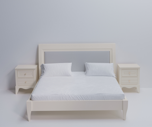 Celestial White Wooden Bed Set