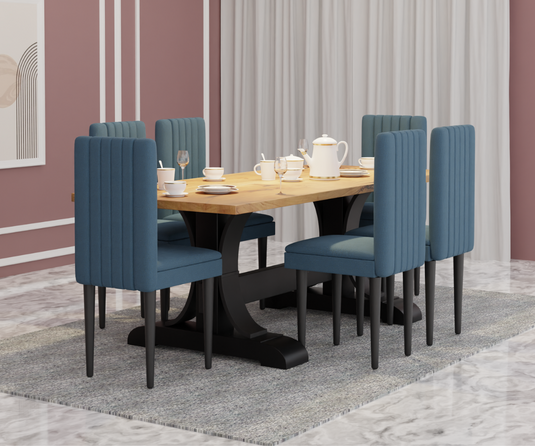 Merrick Solid Wood Dining Table with Upholstered Chairs