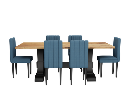 Merrick Solid Wood Dining Table with Upholstered Chairs