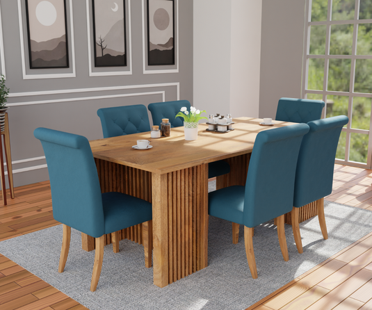 Palatial Solid Wood Dining Table and Chairs Set